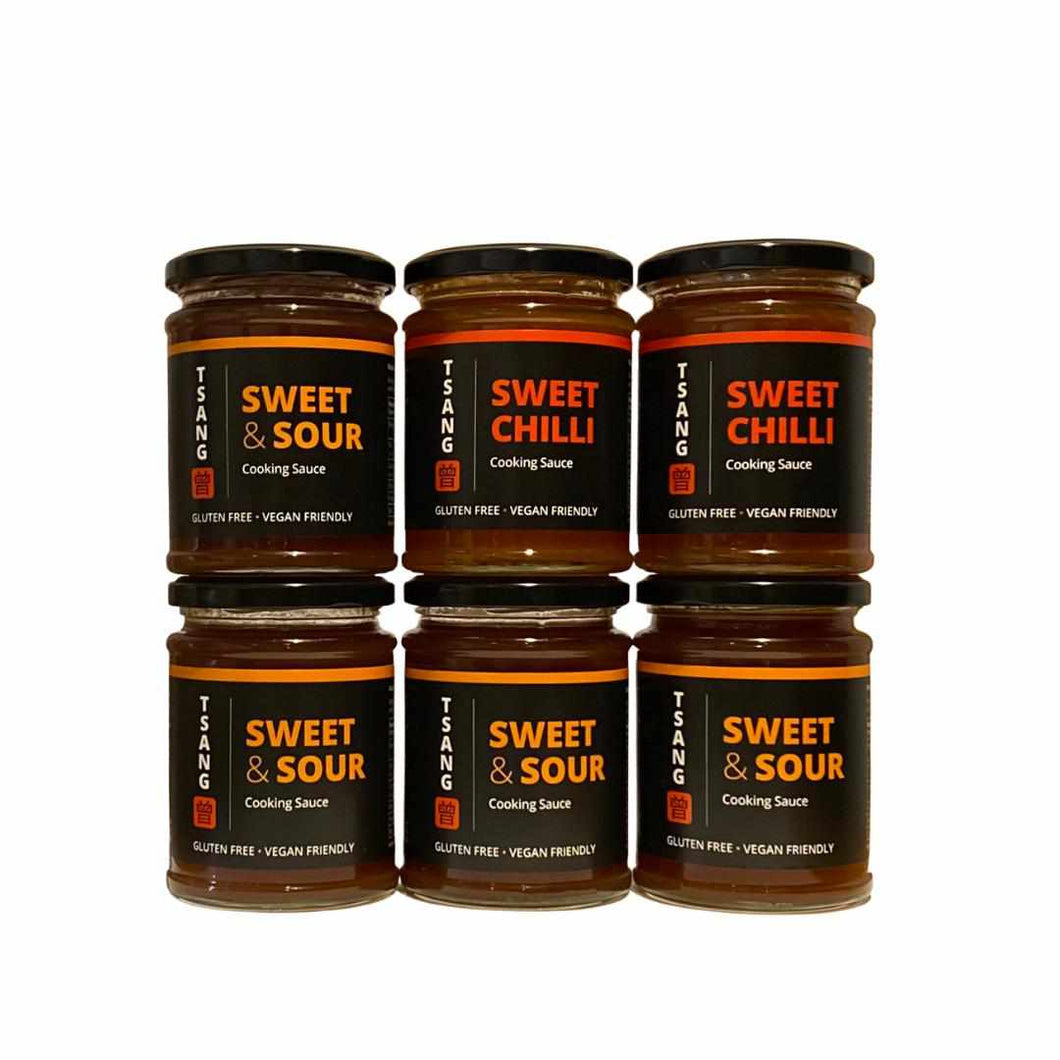 Pack of 6 (4 jars of gluten free Sweet and Sour sauce + 2 jars of gluten free Sweet Chilli sauce) 